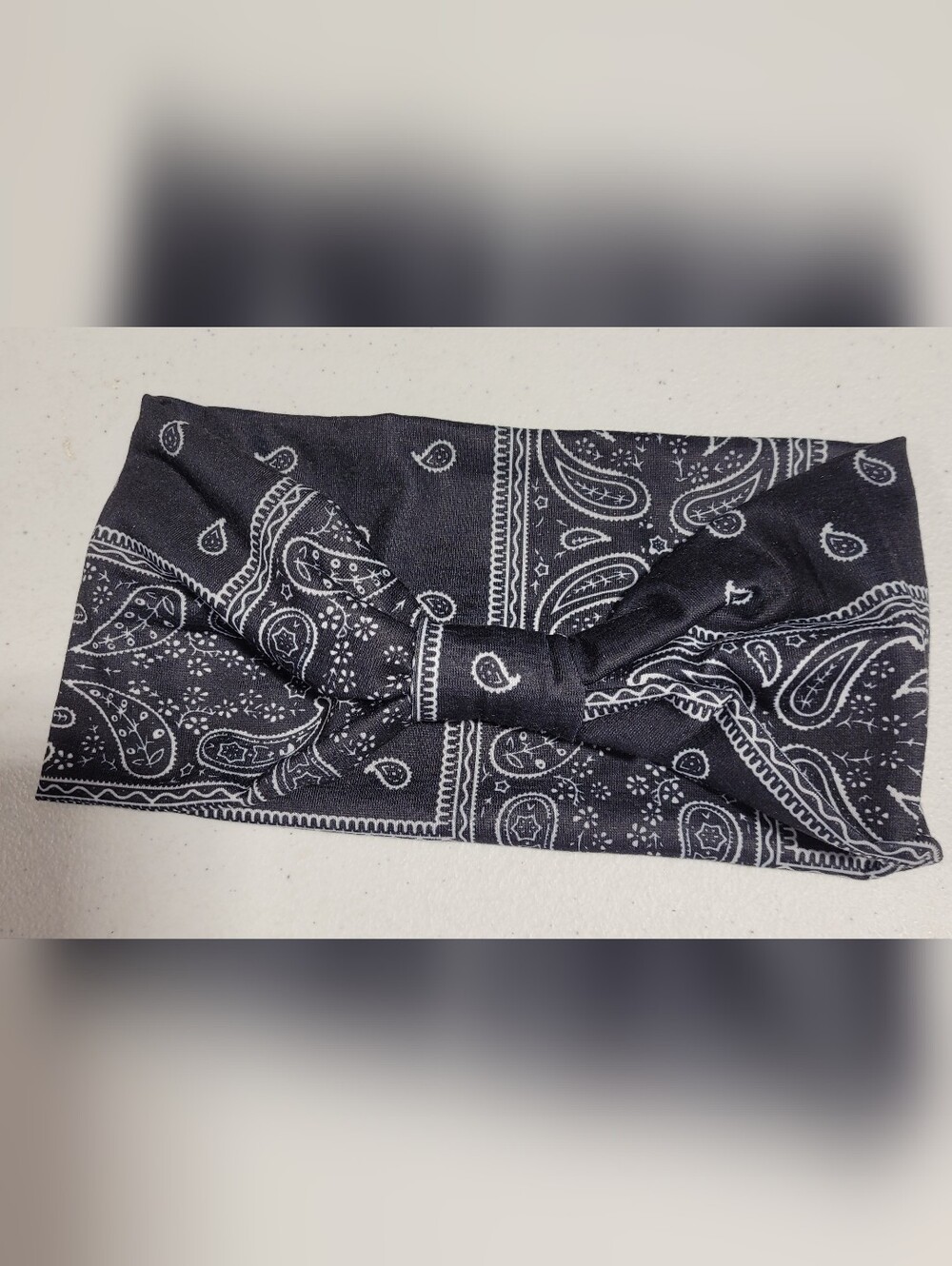 Black Paisley Bandana Headband - Picture 2 of 2